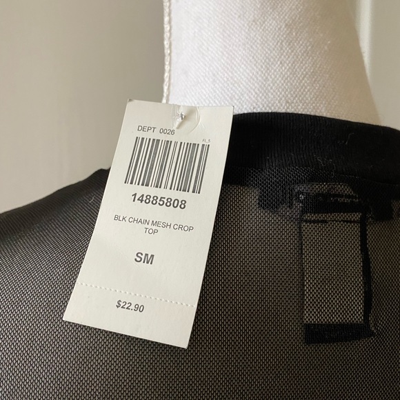 Hot Topic black mesh yoke crop top with silver colored metal chain. Size small. - Picture 3 of 4